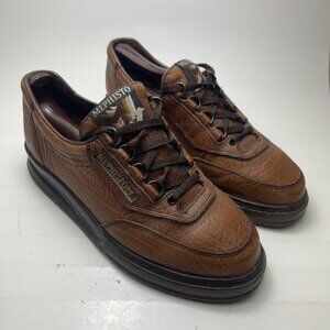 Mephisto Brown Leather Lace-Up Comfort Sneakers
